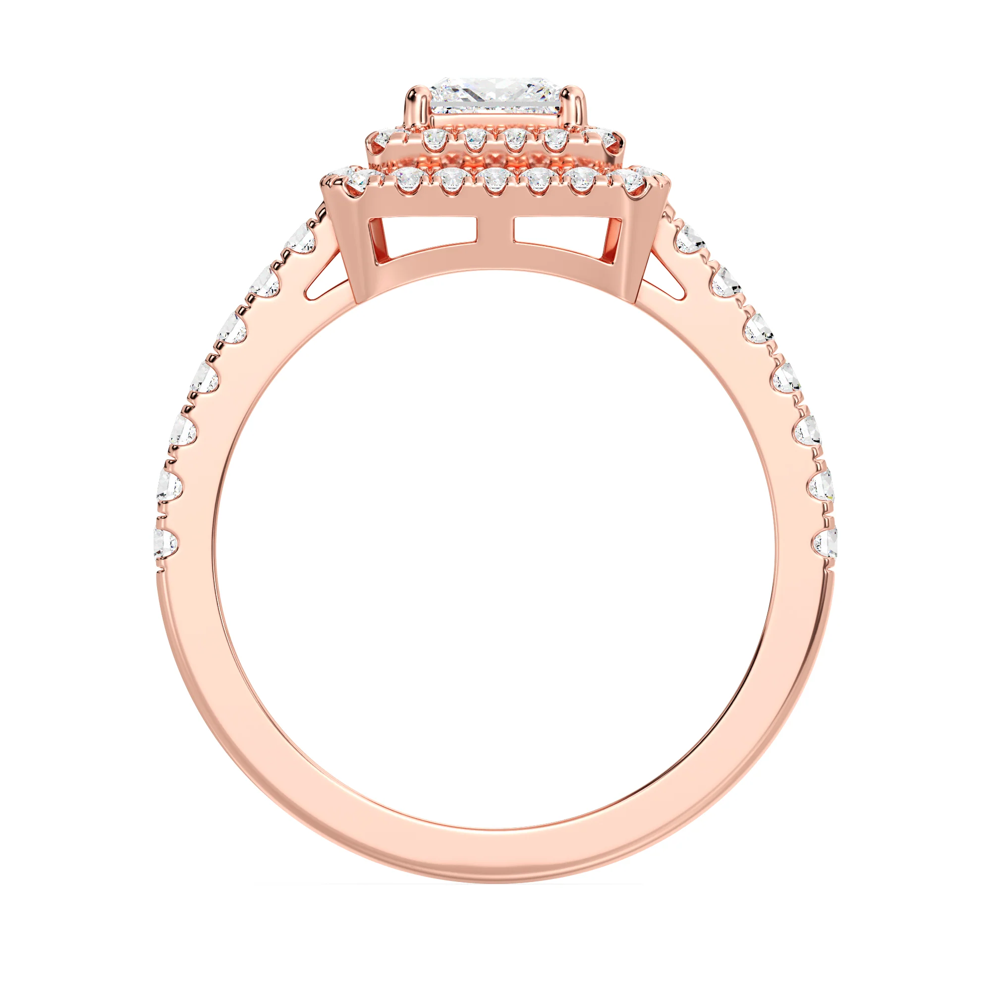 0.75 Carat Princess Cut Lab Grown Diamond Double Halo Engagement Ring in 18K Gold - Image 13
