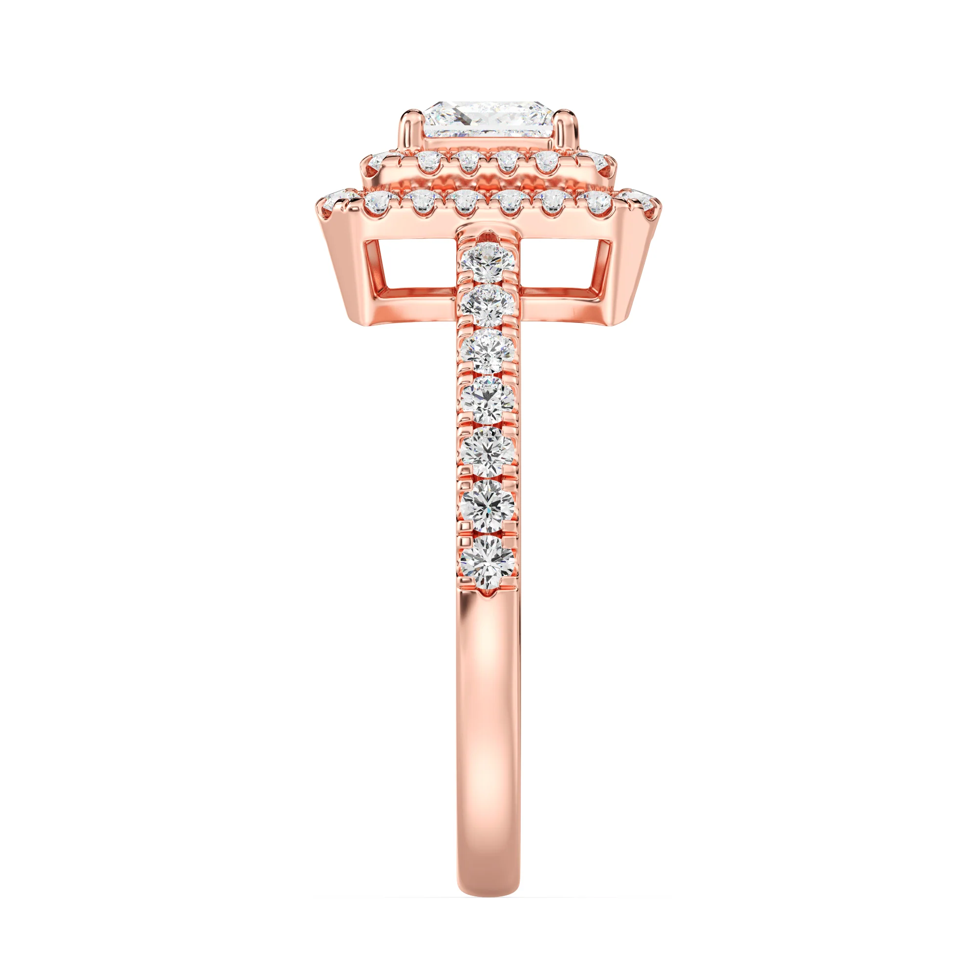 0.75 Carat Princess Cut Lab Grown Diamond Double Halo Engagement Ring in 18K Gold - Image 14