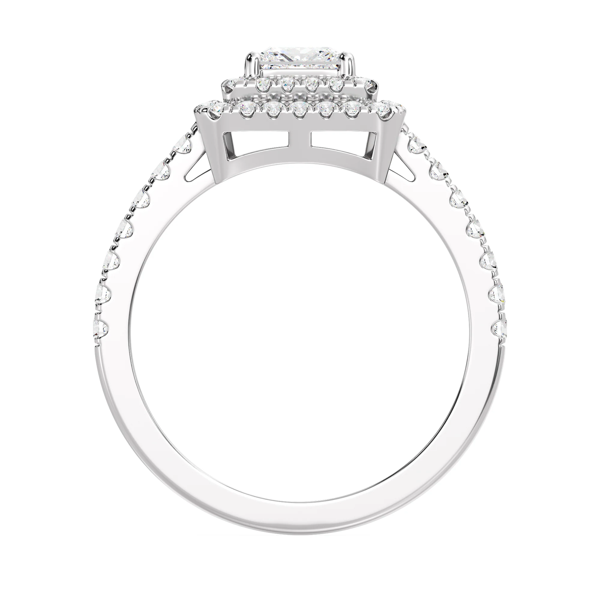 0.75 Carat Princess Cut Lab Grown Diamond Double Halo Engagement Ring in 18K Gold - Image 8