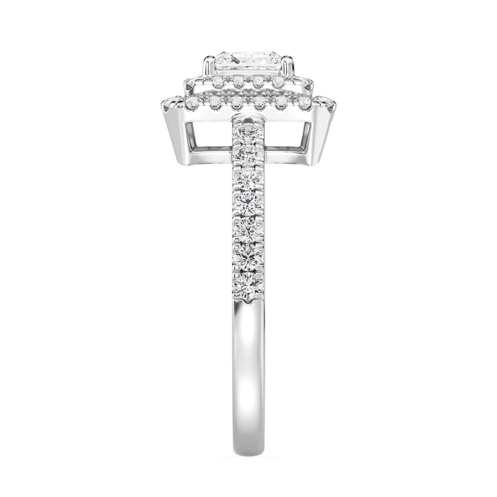 0.75 Carat Princess Cut Lab Grown Diamond Double Halo Engagement Ring in 18K Gold - Image 9