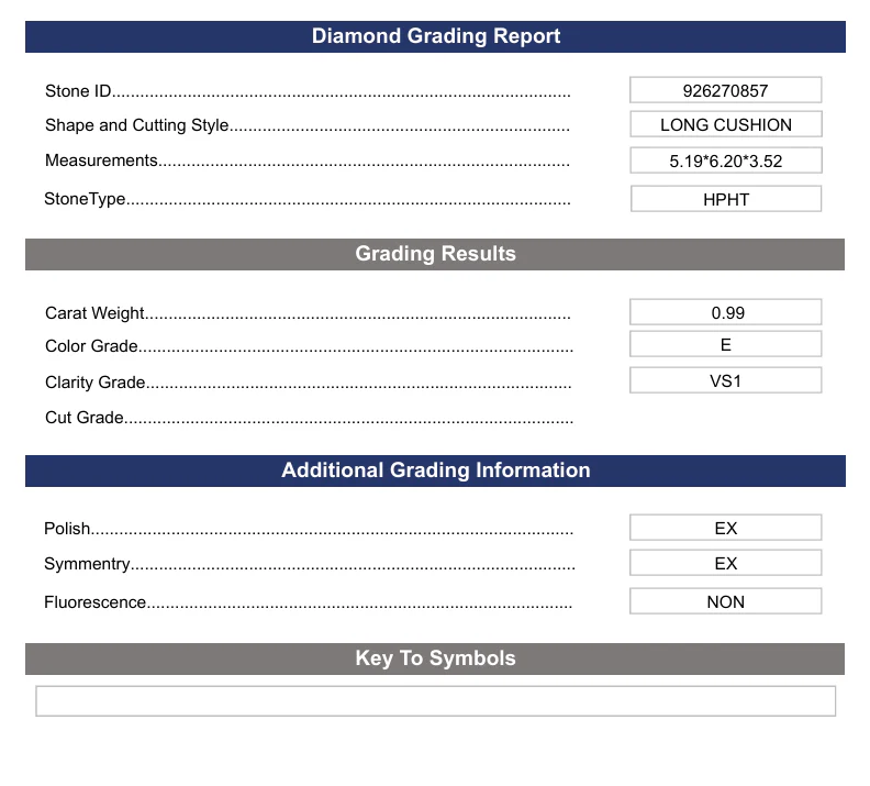 0.99 Carat Long Cushion Lab Grown Diamond, VS1/E - Image 2