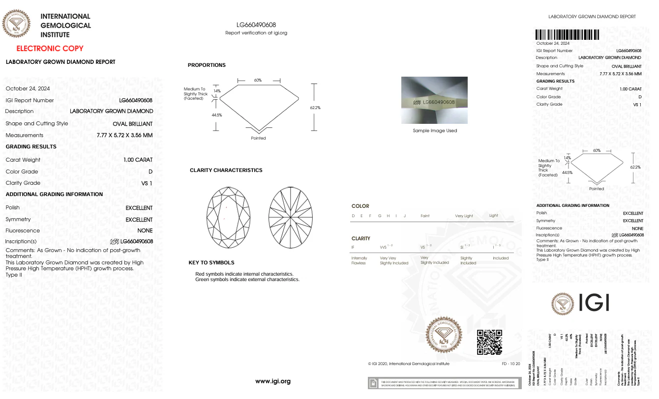 1.0 Carat Oval Lab Grown Diamond, VS1/D - Image 2