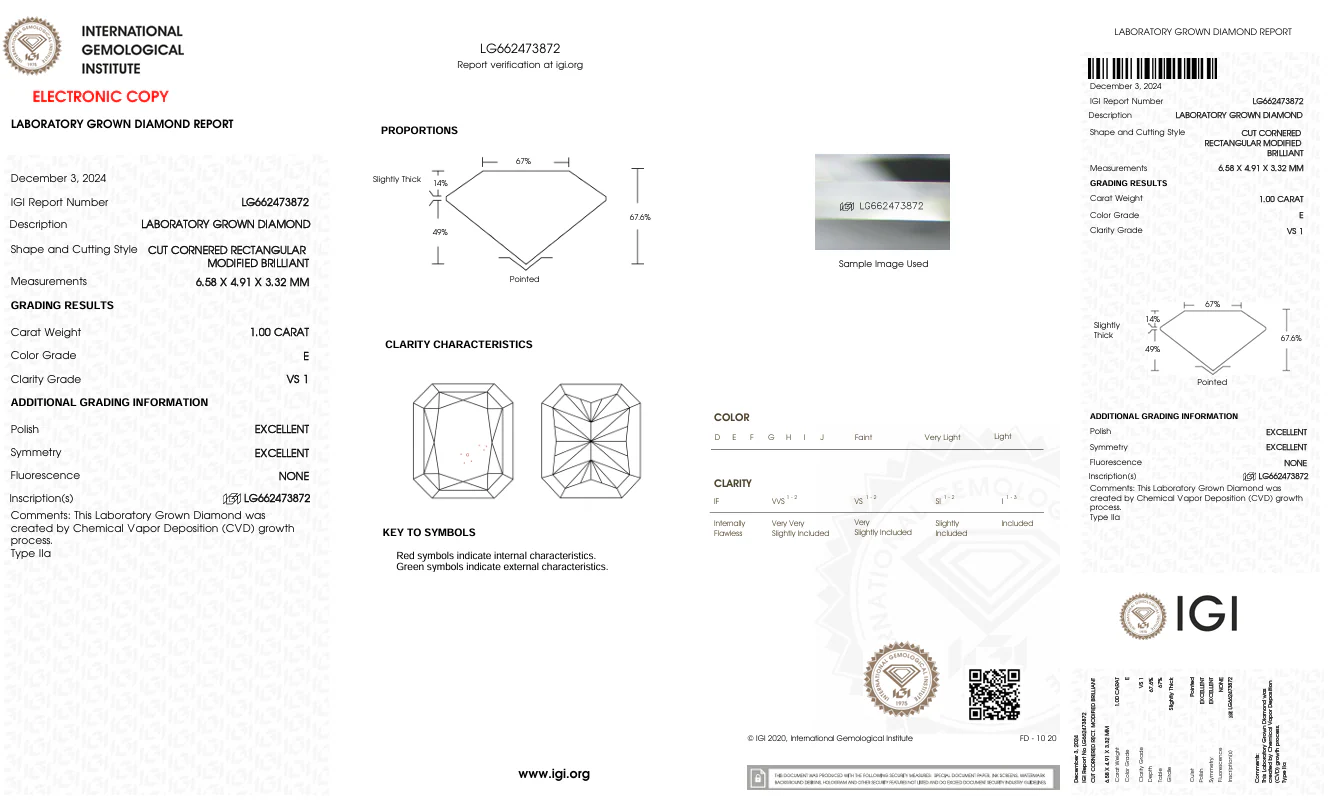 1.0 Carat Radiant Lab-Grown Diamond, VS1/E - Image 2