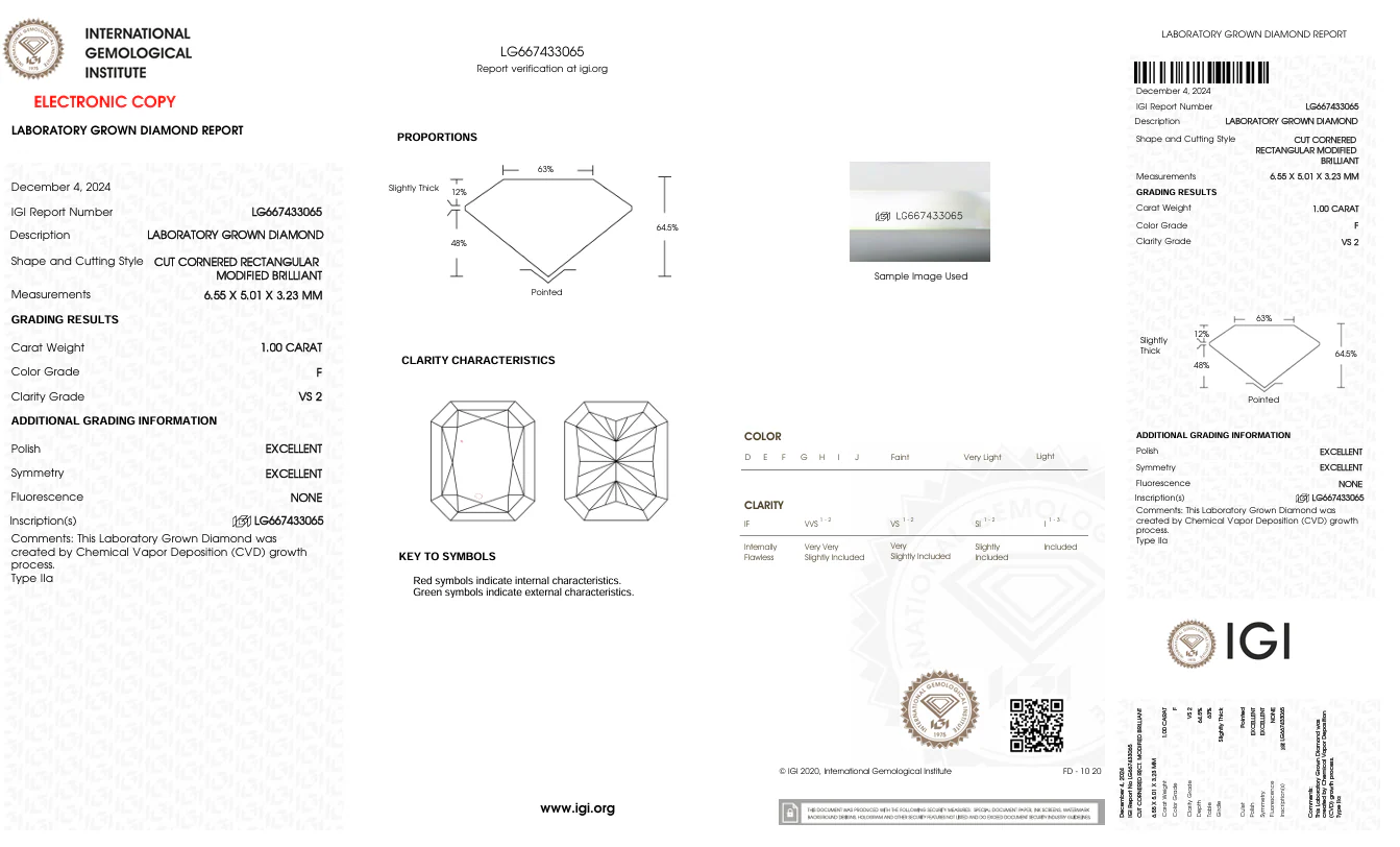 1.0 Carat Radiant Lab Grown Diamond, VS2/F - Image 2