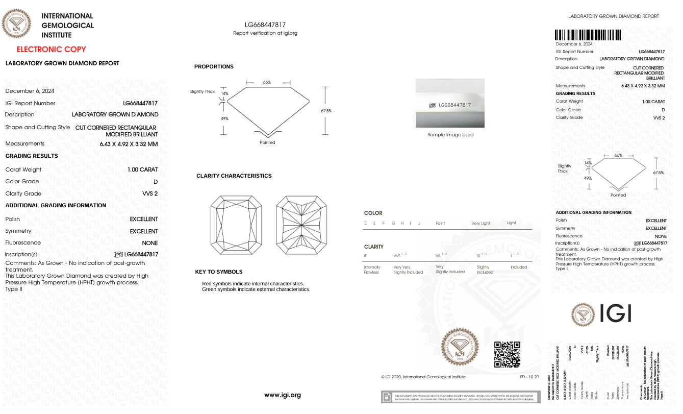1.0 Carat Radiant Lab Grown Diamond, VVS2/D - Image 2