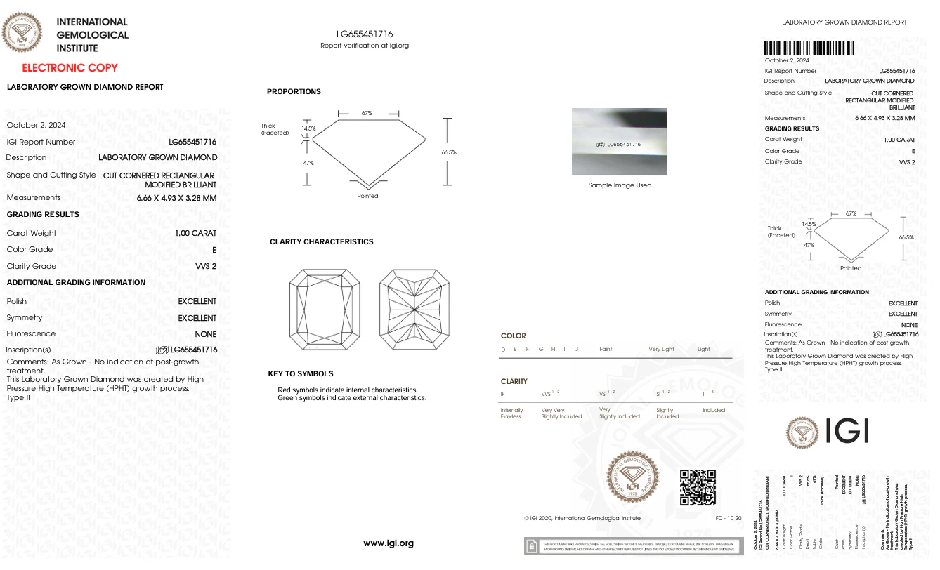 1.0 Carat Radiant Lab Grown Diamond, VVS2/E - Image 2