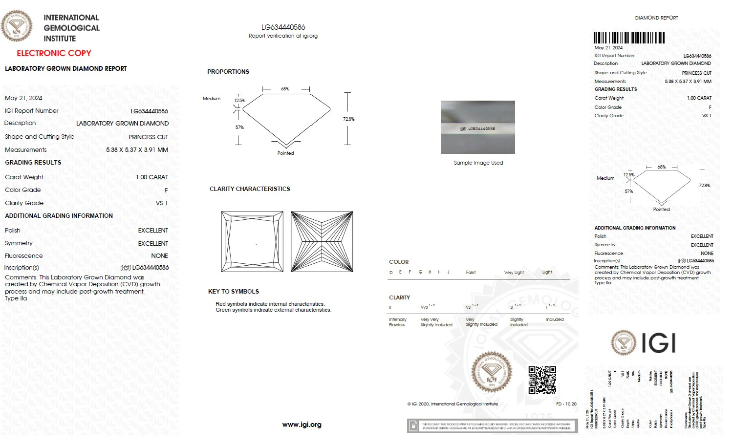 1.00 Carat Princess Lab Grown Diamond, VS1/F - Image 2