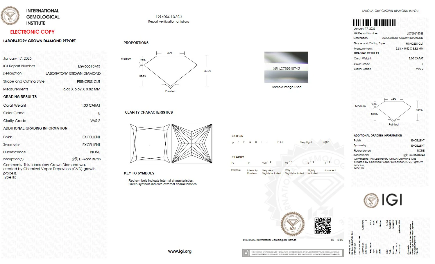 1.00 Carat Princess Lab Grown Diamond, VVS2/E - Image 2