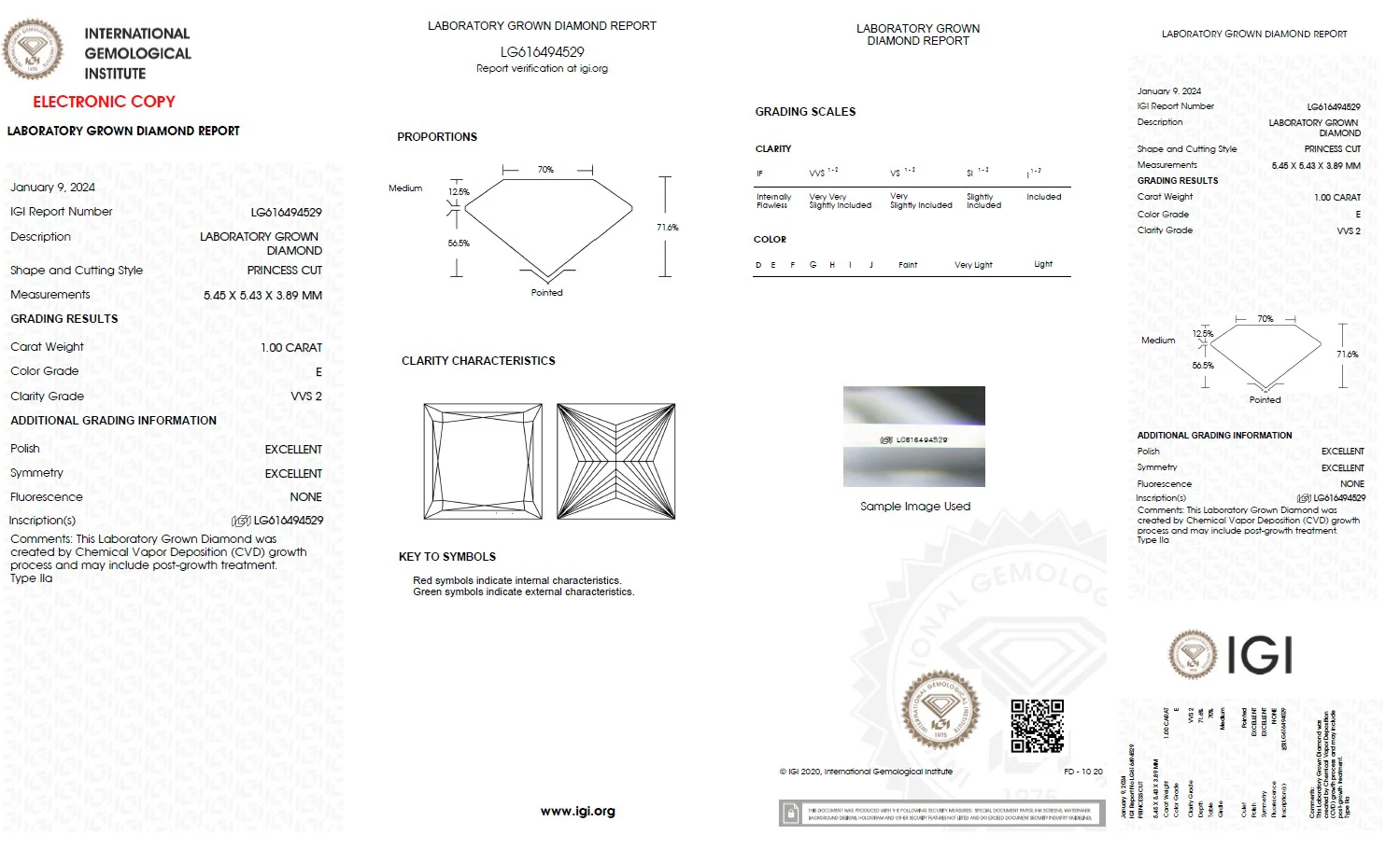 1.00 Carat Princess Lab Grown Diamond, VVS2/E - Image 2