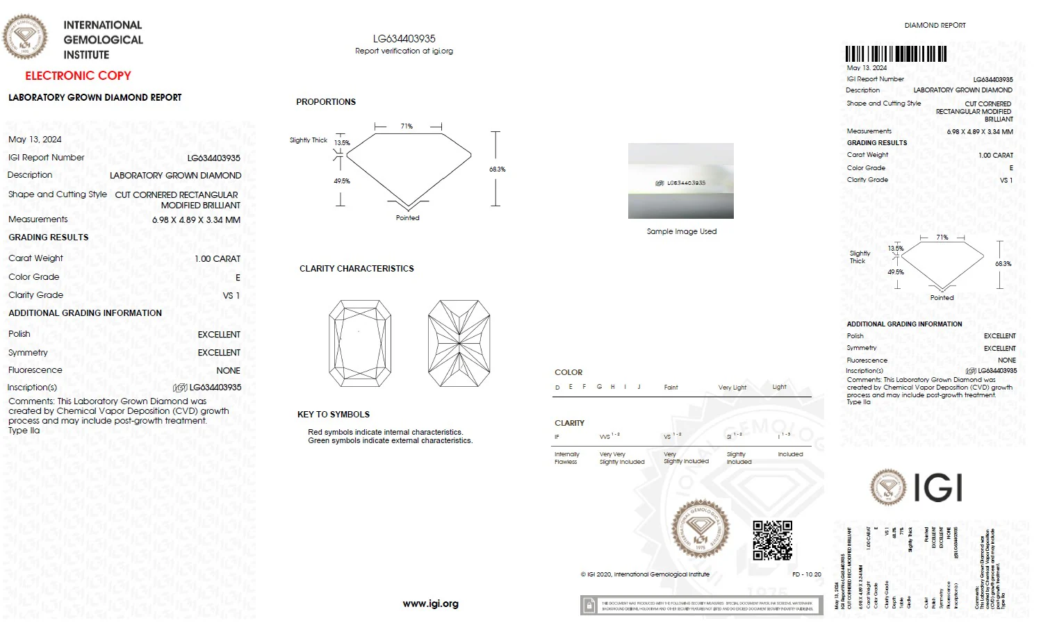 1.00 Carat Radiant Lab Grown Diamond, VS1/E - Image 2