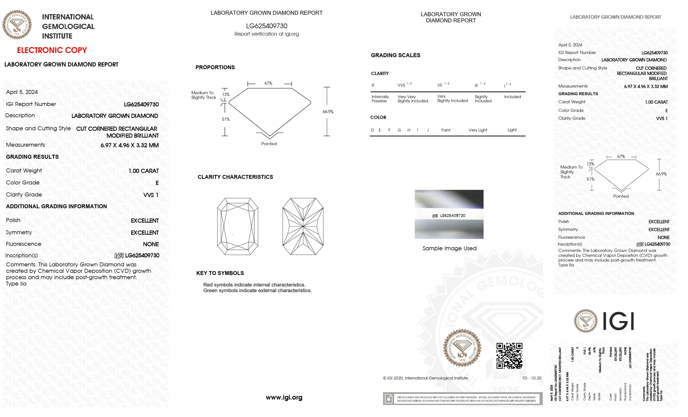 1.00 Carat Radiant Lab Grown Diamond, VVS1/E - Image 2