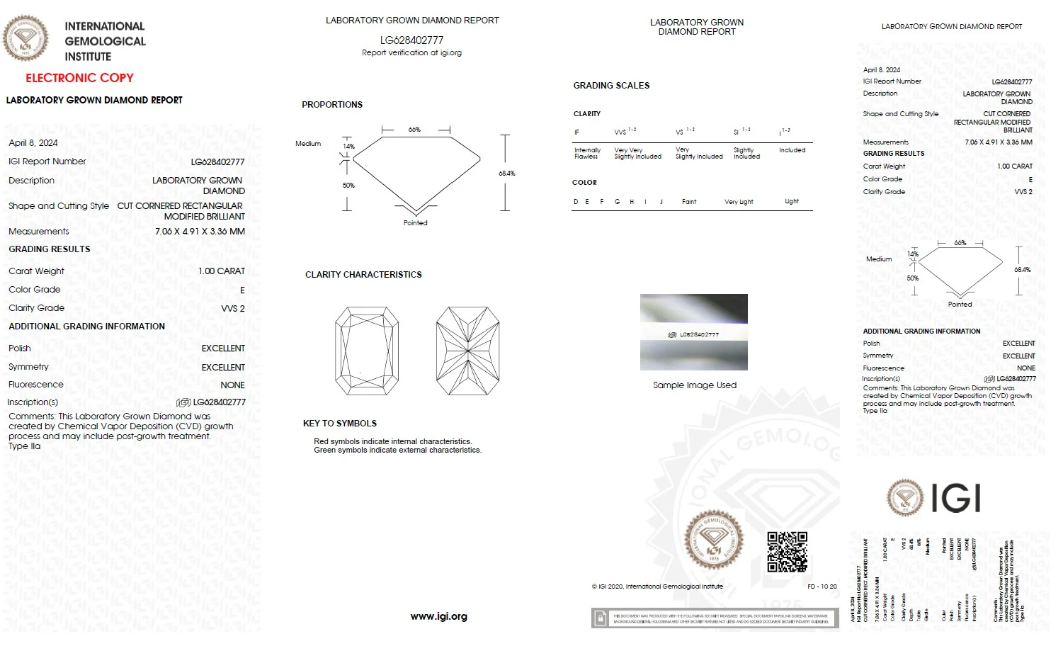 1.00 Carat Radiant Lab Grown Diamond, VVS2/E - Image 2