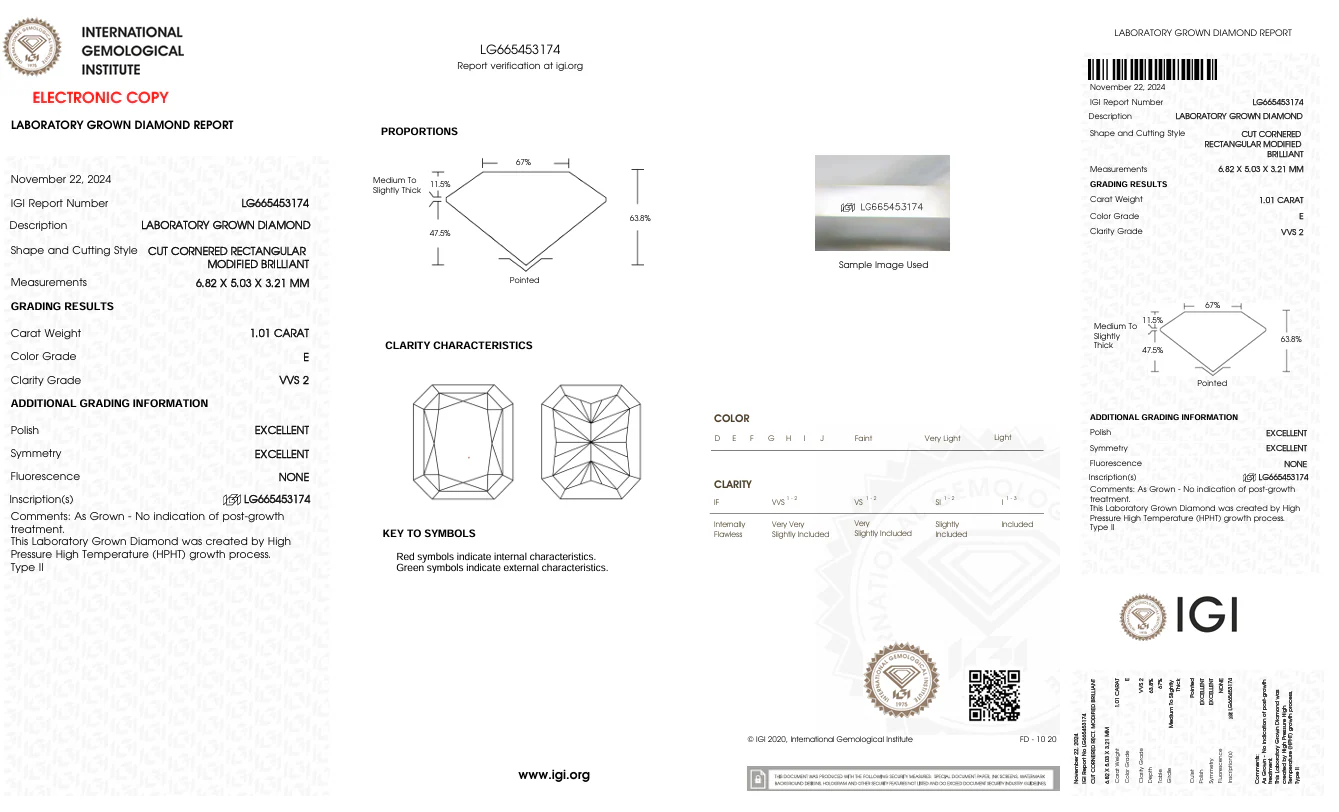 1.01 Carat Radiant Lab Grown Diamond, VVS2/E - Image 2