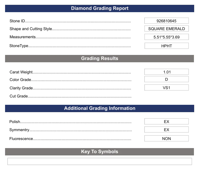 1.01 Carat Square Emerald Lab Grown Diamond, VS1/D - Image 2