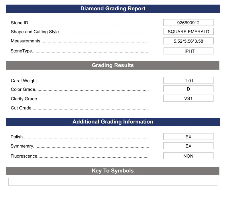 1.01 Carat Square Emerald Lab Grown Diamond, VS1/D - Image 2