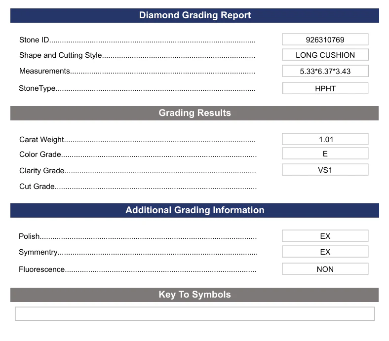 1.01 CT E Color VS1 Long Cushion Cut Lab-Grown Diamond - Variation Certified - Image 2