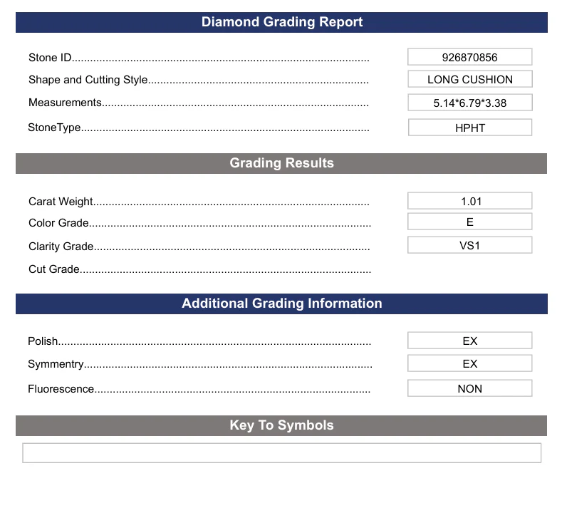 1.01 CT E Color VS1 Long Cushion Cut Lab-Grown Diamond - Variation Certified - Image 2