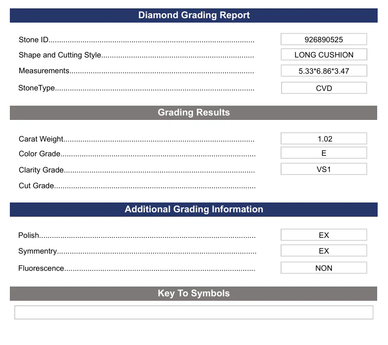 1.02 Carat Long Cushion Lab Grown Diamond, VS1/E - Image 2
