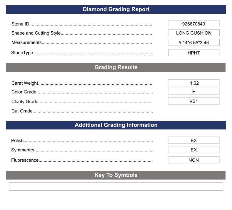 1.02 Carat Long Cushion Lab Grown Diamond, VS1/E - Image 2