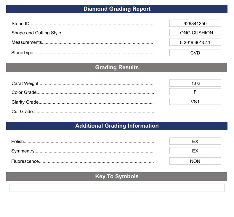 1.02 Carat Long Cushion Lab Grown Diamond, VS1/F - Image 2