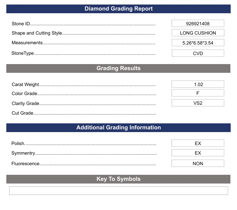 1.02 Carat Long Cushion Lab Grown Diamond, VS2/F - Image 2