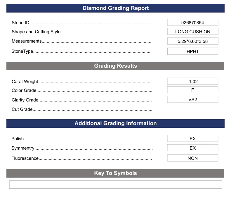 1.02 Carat Long Cushion Lab Grown Diamond, VS2/F - Image 2