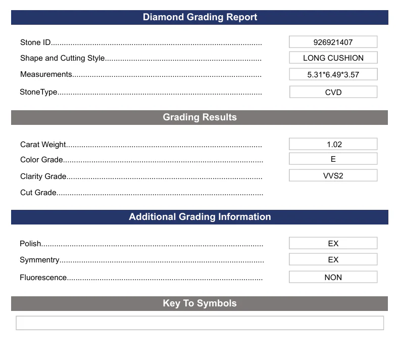 1.02 Carat Long Cushion Lab Grown Diamond, VVS2/E - Image 2