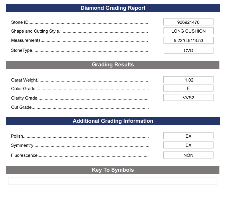 1.02 Carat Long Cushion Lab Grown Diamond, VVS2/F - Image 2