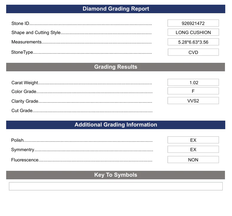 1.02 Carat Long Cushion Lab Grown Diamond, VVS2/F - Image 2