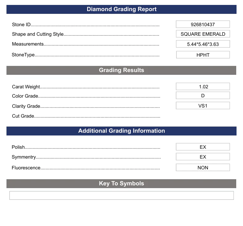 1.02 Carat Square Emerald Lab Grown Diamond, VS1/D - Image 2