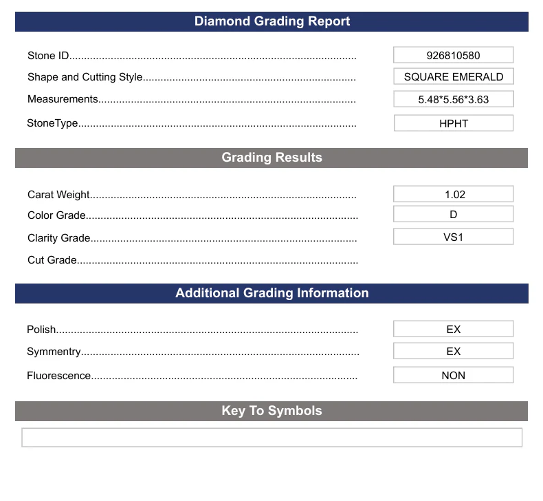 1.02 Carat Square Emerald Lab Grown Diamond,VS1/D - Image 2