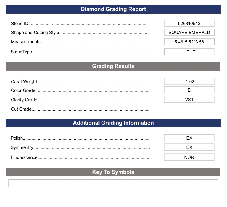 1.02 Carat Square Emerald Lab Grown Diamond, VS1/E - Image 2
