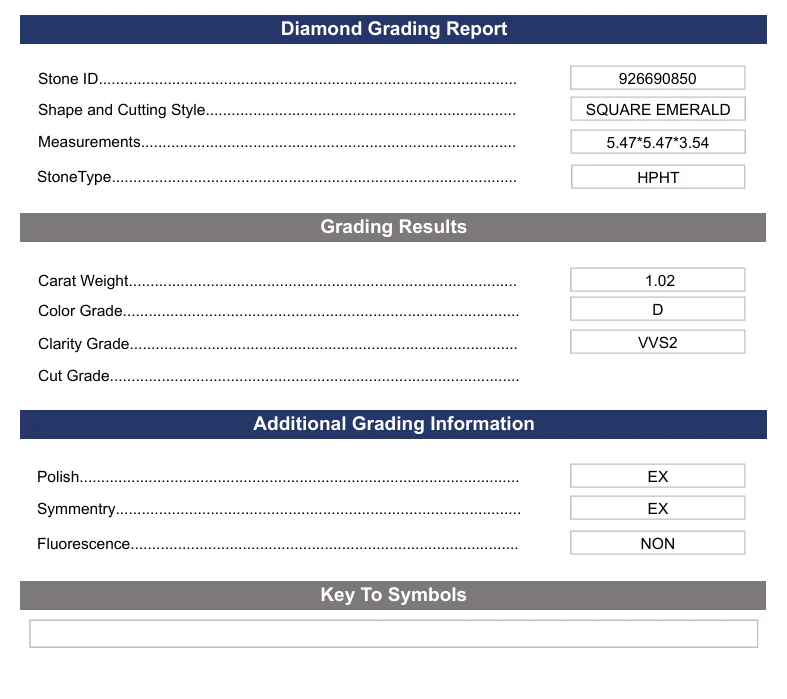 1.02 Carat Square Emerald Lab Grown Diamond,VVS2/D - Image 2