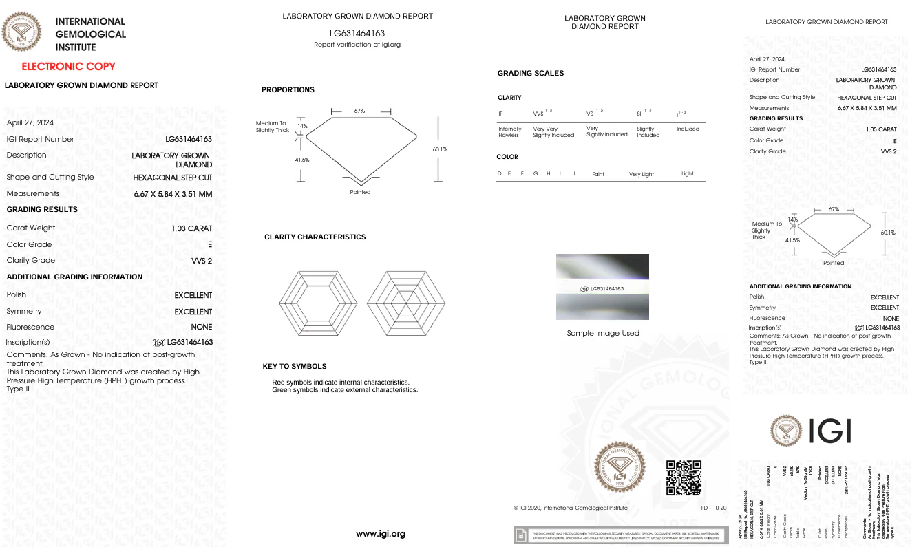 1.03 Carat Hexagonal Lab Grown Diamond, VVS2/E - Image 2