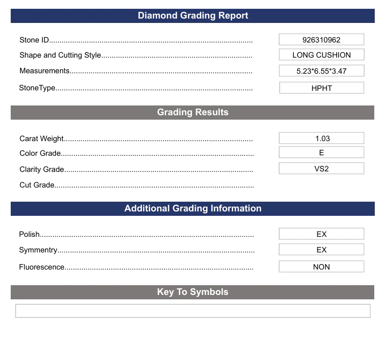 1.03 Carat Long Cushion Lab Grown Diamond, VS2/E - Image 2