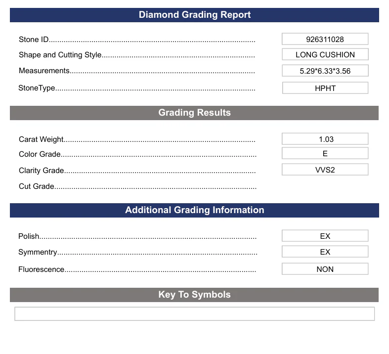 1.03 Carat Long Cushion Lab Grown Diamond, VVS2/E - Image 2