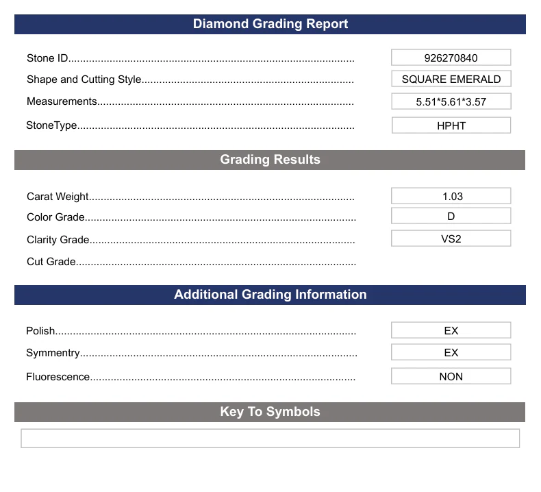 1.03 Carat Square Emerald Lab Grown Diamond, VS2/D - Image 2