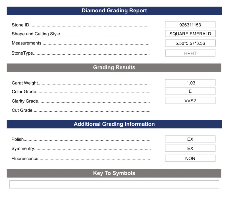 1.03 Carat Square Emerald Lab Grown Diamond, VVS2/E - Image 2
