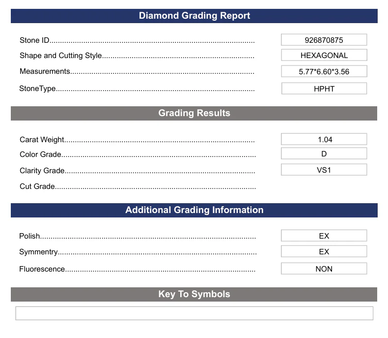 1.04 Carat Hexagonal Lab Grown Diamond, VS1/D - Image 2
