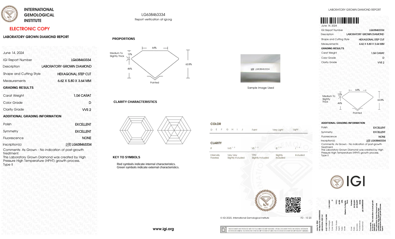1.04 Carat Hexagonal Lab Grown Diamond, VVS2/D - Image 2