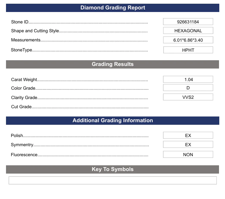 1.04 Carat Hexagonal Lab Grown Diamond,  VVS2/D - Image 2