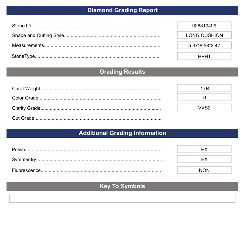 1.04 Carat Long Cushion Lab Grown Diamond, VVS2/D - Image 2