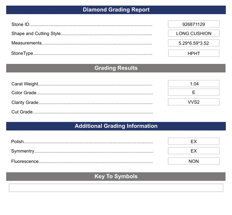 1.04 Carat Long Cushion Lab Grown Diamond,VVS2/E - Image 2