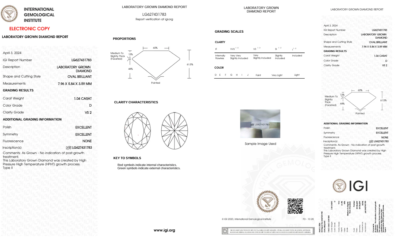 1.04 Carat Oval Lab Grown Diamond, VS2/D - Image 2
