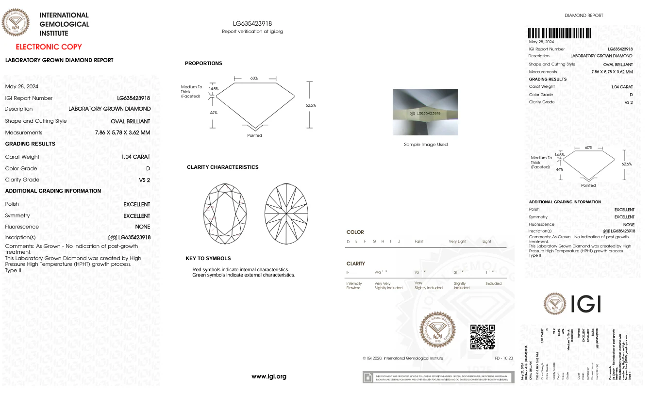 1.04 Carat Oval Lab Grown Diamond, VS2/D - Image 2
