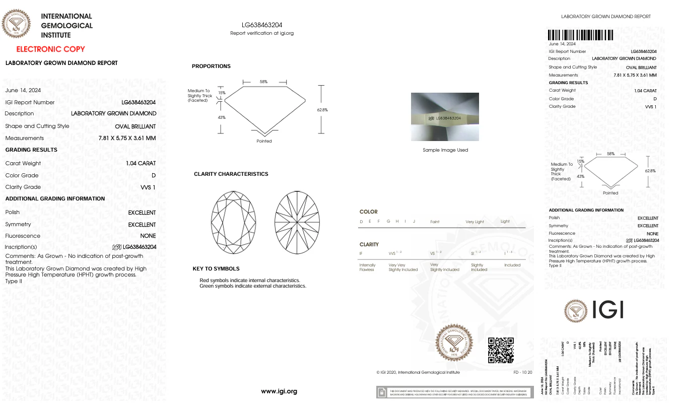 1.04 Carat Oval Lab Grown Diamond, VVS1/D - Image 2