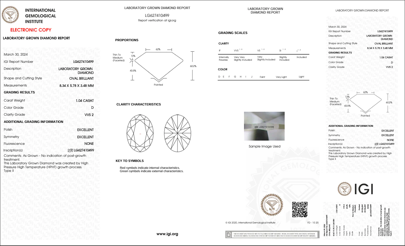 1.04 Carat Oval Lab Grown Diamond, VVS2/D - Image 2