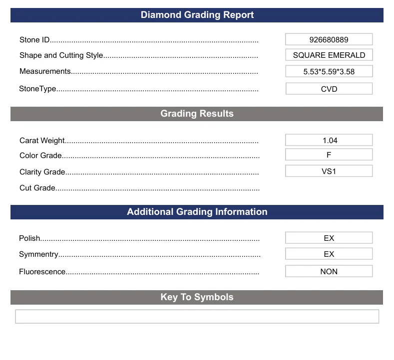 1.04 Carat Square Emerald Lab Grown Diamond, VS1/F - Image 2