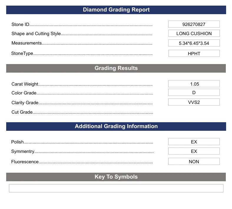 1.05 Carat Long Cushion Lab Grown Diamond, VVS2/D - Image 2