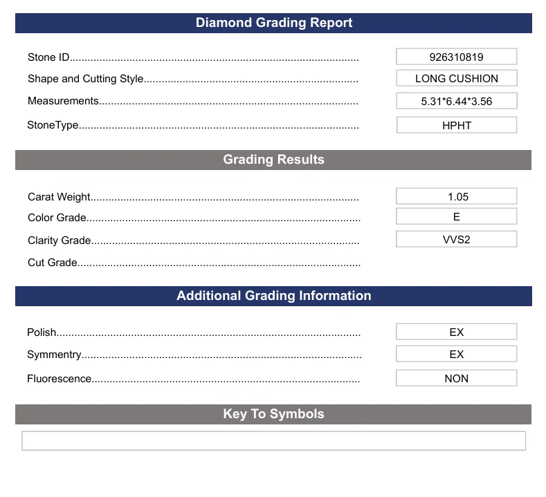 1.05 Carat Long Cushion Lab Grown Diamond, VVS2/E - Image 2